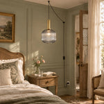 Charger l'image dans la visionneuse de galerie, Retro ribbed glass plug-in pendant light in a home interior