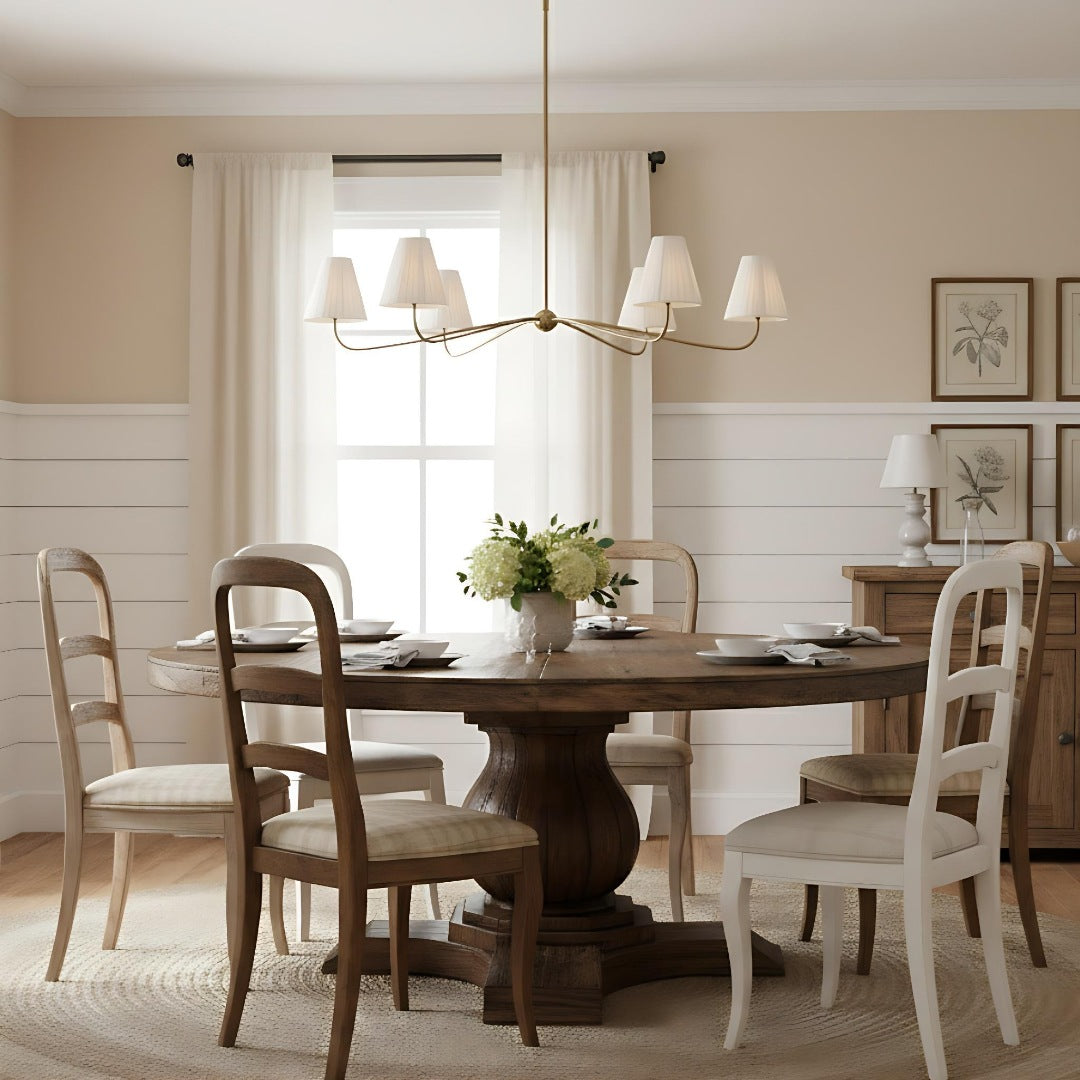 Fibura Modern Fabric or Pleated Shade Chandelier for Traditional Dining Room