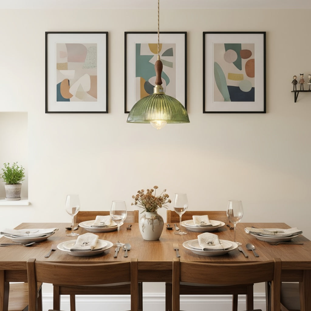 Lámpara colgante acanalada Ribilux - Vidrio y metal vintage para cocina y comedor