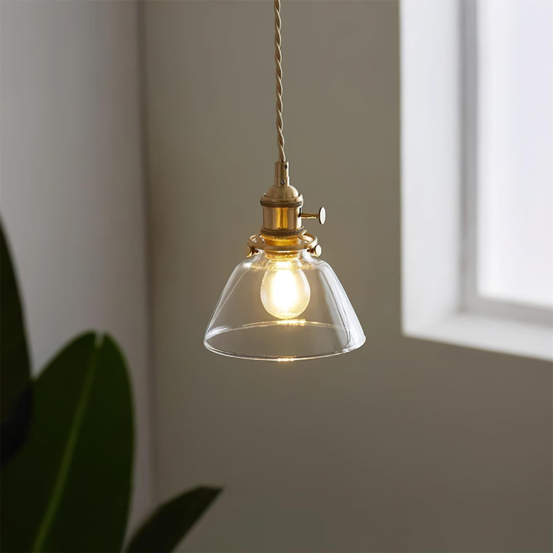 Brass Glass Hardwired Pendant Lamp