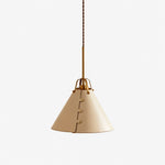 Bild in Gallery-Viewer laden, Leather cone pendant light with brass hardware and brown cord