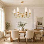 Load image into Gallery viewer, French Copper and Glass Chandelier for Dining Room