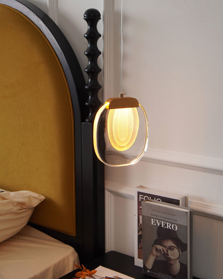 Clear Rippled Glass Plug-In Pendant