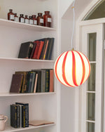 Bild in Gallery-Viewer laden, Red Striped Glass Globe Hardwired Pendant