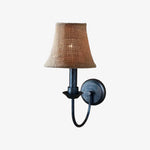 Cargar imagen en el visor de la Galería, Antique brass wall sconce with A linen shade