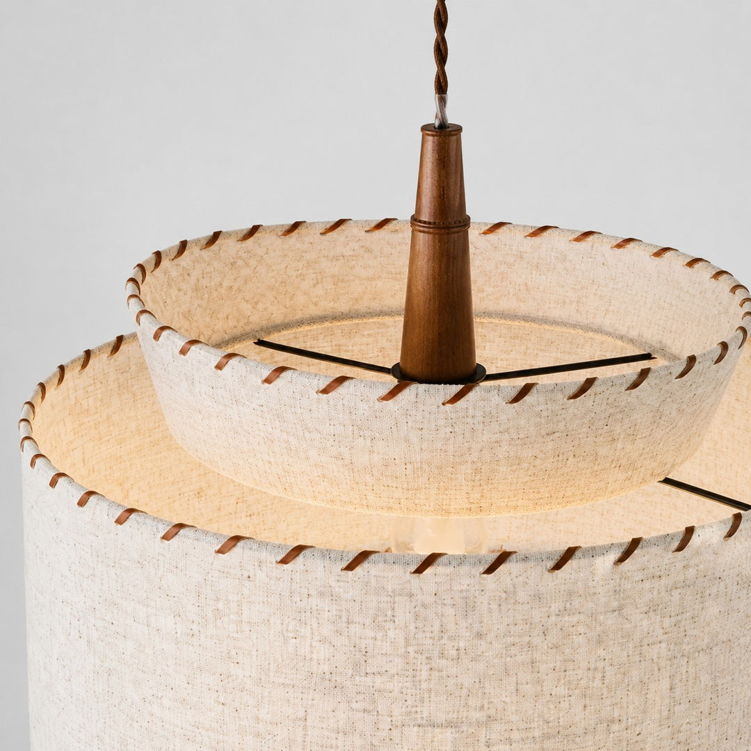 Hand-Stitched Linen Pendant Light