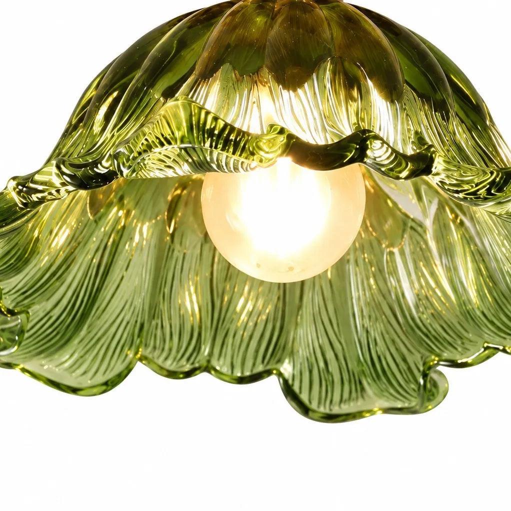 Vintage Snowflake and Striped Glass Ceiling Light