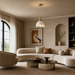 Load image into Gallery viewer, Beaded white pendant chandelier in a living room