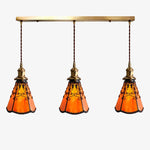 Cargar imagen en el visor de la Galería, orange red three-light linear pendant