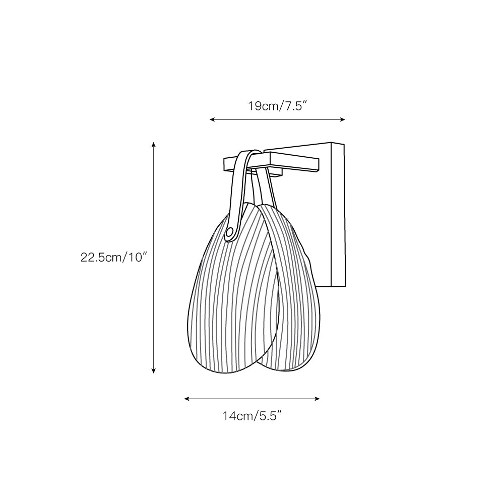 Lámpara de pared de cristal con forma de concha