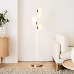 Load image into Gallery viewer, Brina Multi-Light Glass Floor Lamp - Brass and Milk Glass Lighting
