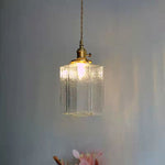 Load image into Gallery viewer, Traditional Vintage Square Rectangle Ripple Glass Iron 1-Light Pendant Light For Living Room

