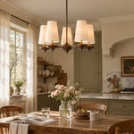 Charger l'image dans la visionneuse de galerie, 5-light Hour Rho chandelier in white velvet styled in a warm interior