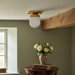 Cargar imagen en el visor de la Galería, Opalume Glass Flush Mount Ceiling and Wall Light - Art Deco Small Globe Fixture
