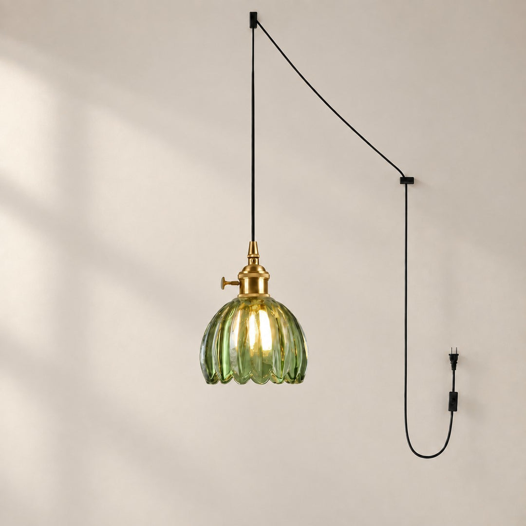 Vintage Blossom Glass Plug-In Pendant Light