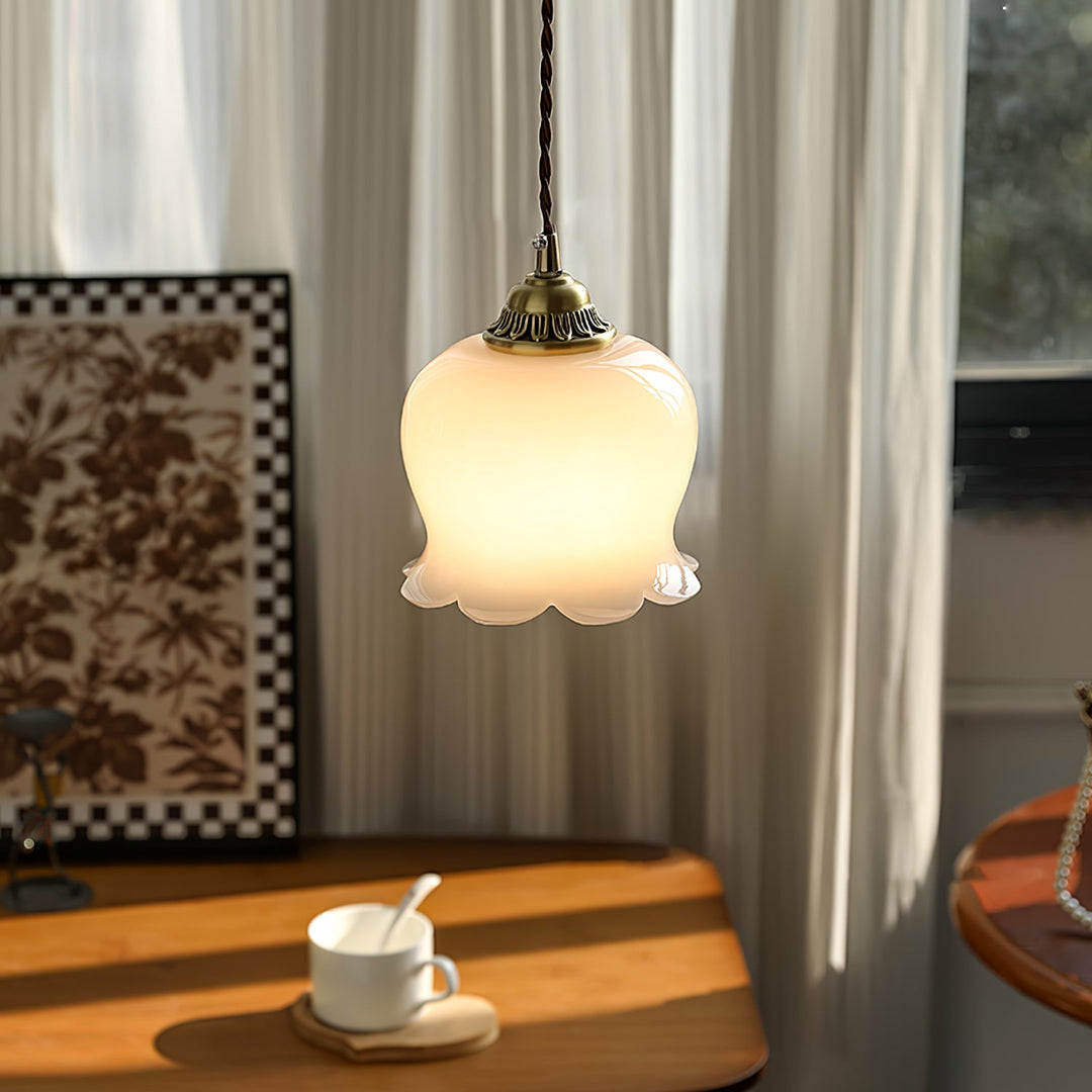Brass Resin Petal Plug-In Pendant