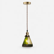 green amber stained glass pendant light product image