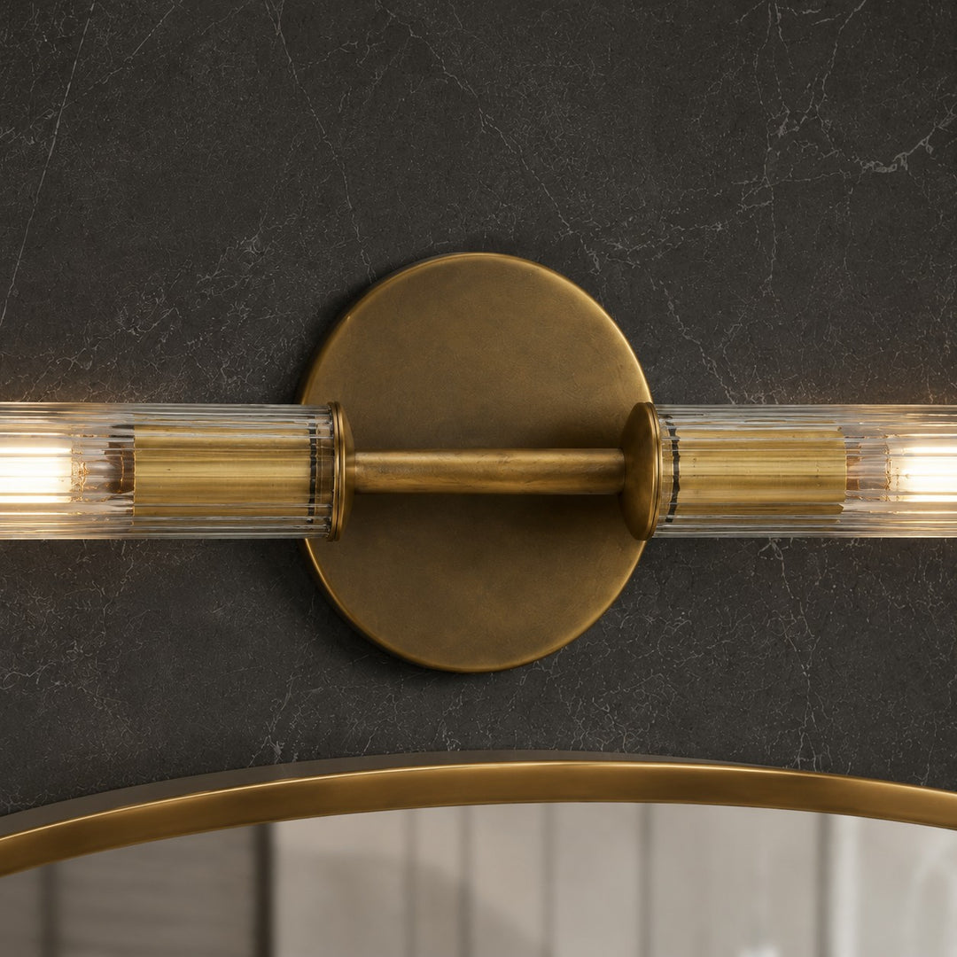 Bravira Glass Tube Wandlampe - Klassische gerippte Messingrohrbeleuchtung