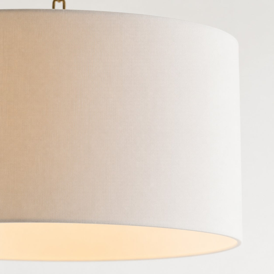 Lámpara colgante de lino Dumora con forma de tambor: moderna pantalla blanca para comedor