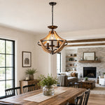 Cargar imagen en el visor de la Galería, Rustic 3-light pendant chandelier in a farmhouse interior