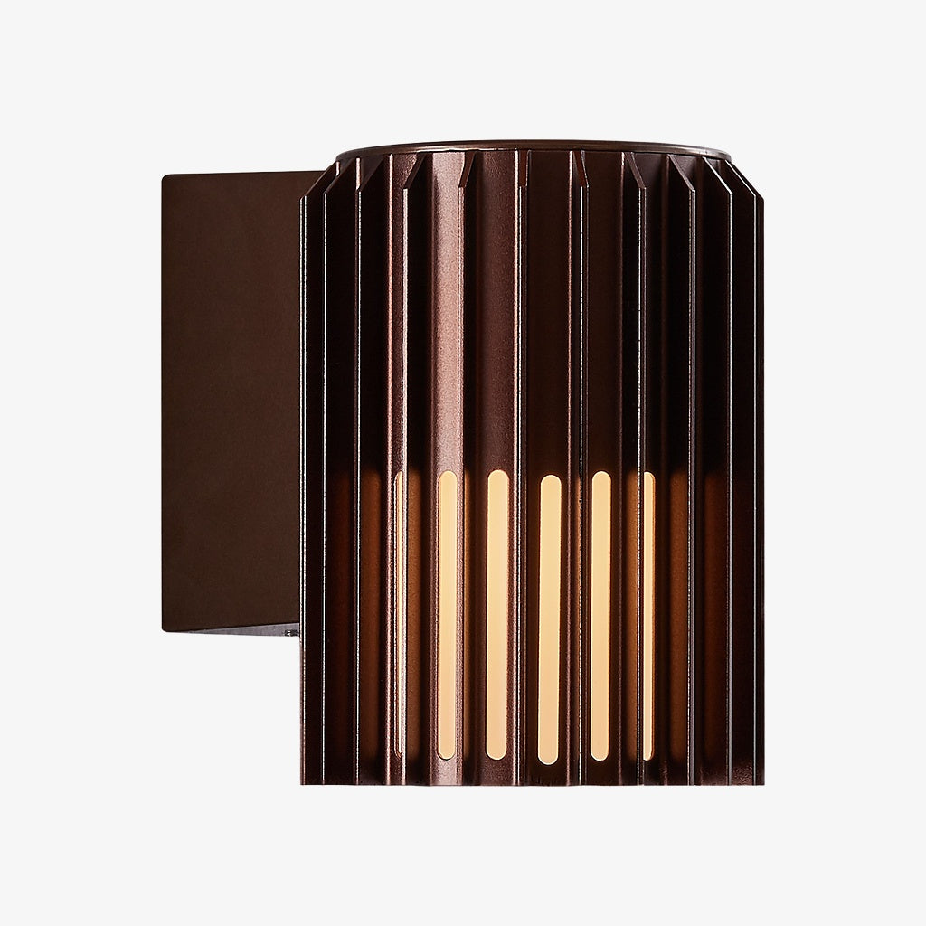 Fluted Shade Square Plate Aluminium Outdoor Sconce