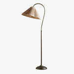 Cargar imagen en el visor de la Galería, Lámpara de pie con cuello de cisne floral elegante Veslin - Lámpara con pantalla de lino floral para sala