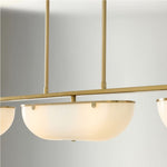 Load image into Gallery viewer, Ferosa Brass Glass Linear Chandelier – 3 Light Milk Glass Dining Lighting
