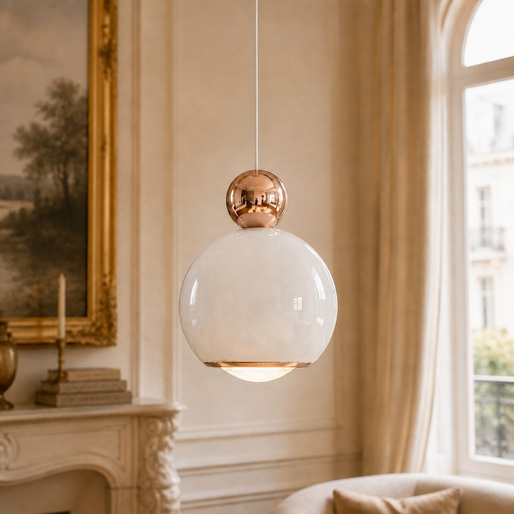 Glintap Creme Stil Pendelleuchte – Verstellbare Hubpendelleuchte mit Touch-Dreifarb-LED