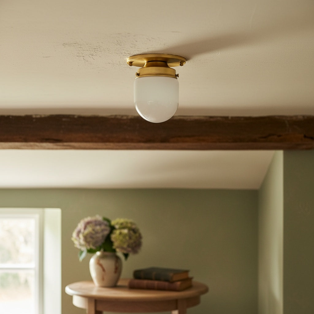 Opalume Glass Flush Mount Ceiling and Wall Light - Art Deco Small Globe Fixture