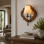 Load image into Gallery viewer, Antique Wood Wall Sconce With Fabric Shade