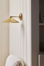 Load image into Gallery viewer, Auriglow Modern Wall Sconce – Brass Perforated Light for Bedroom or Hallway
