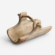 handcrafted willow wood carry tray in small size on a clean background