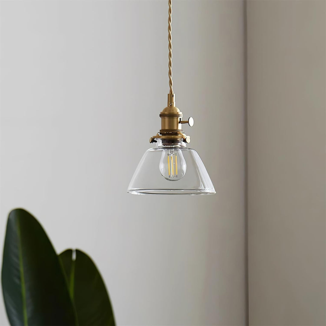 Brass Glass Hardwired Pendant Lamp