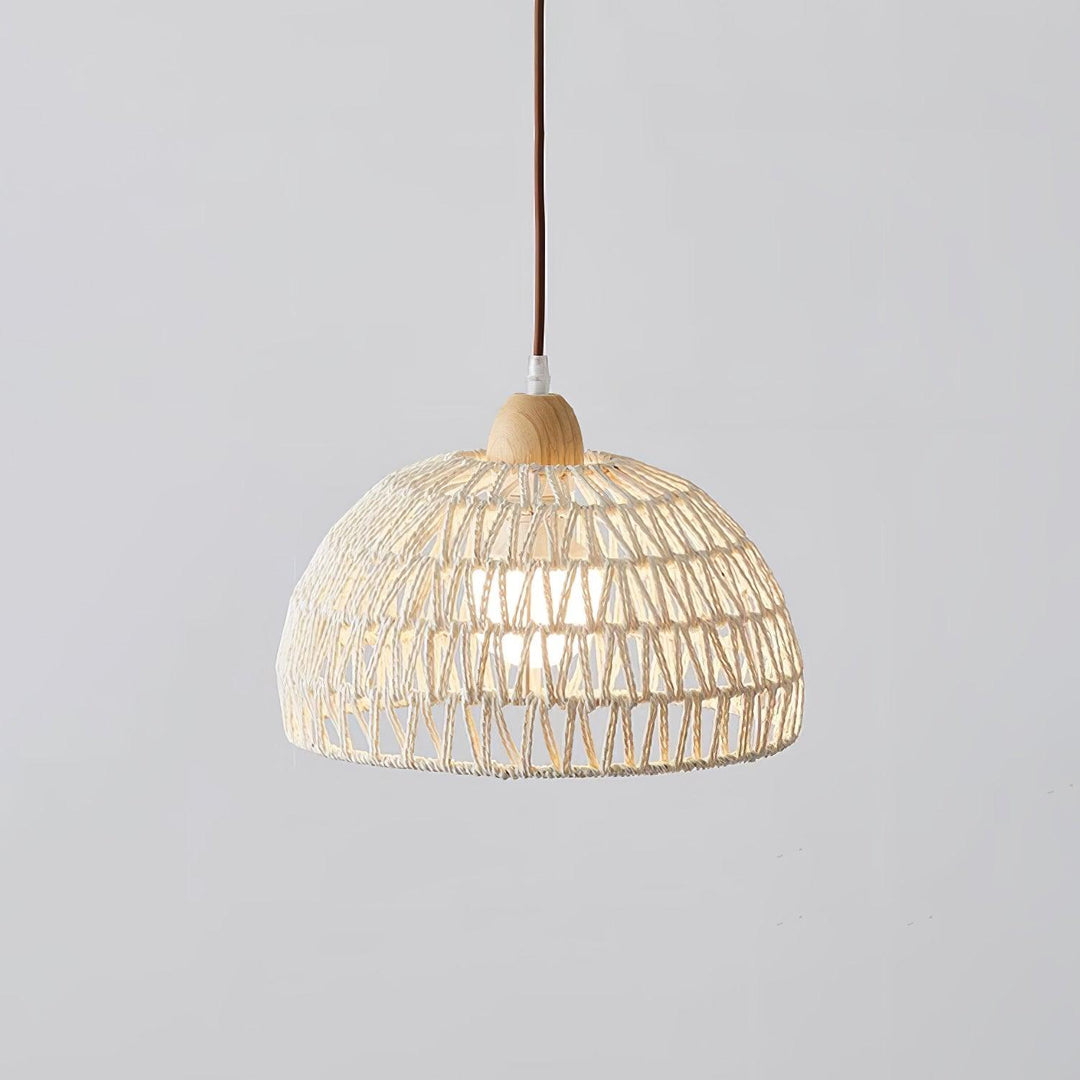 Handwoven Rattan Dome Swag Pendant