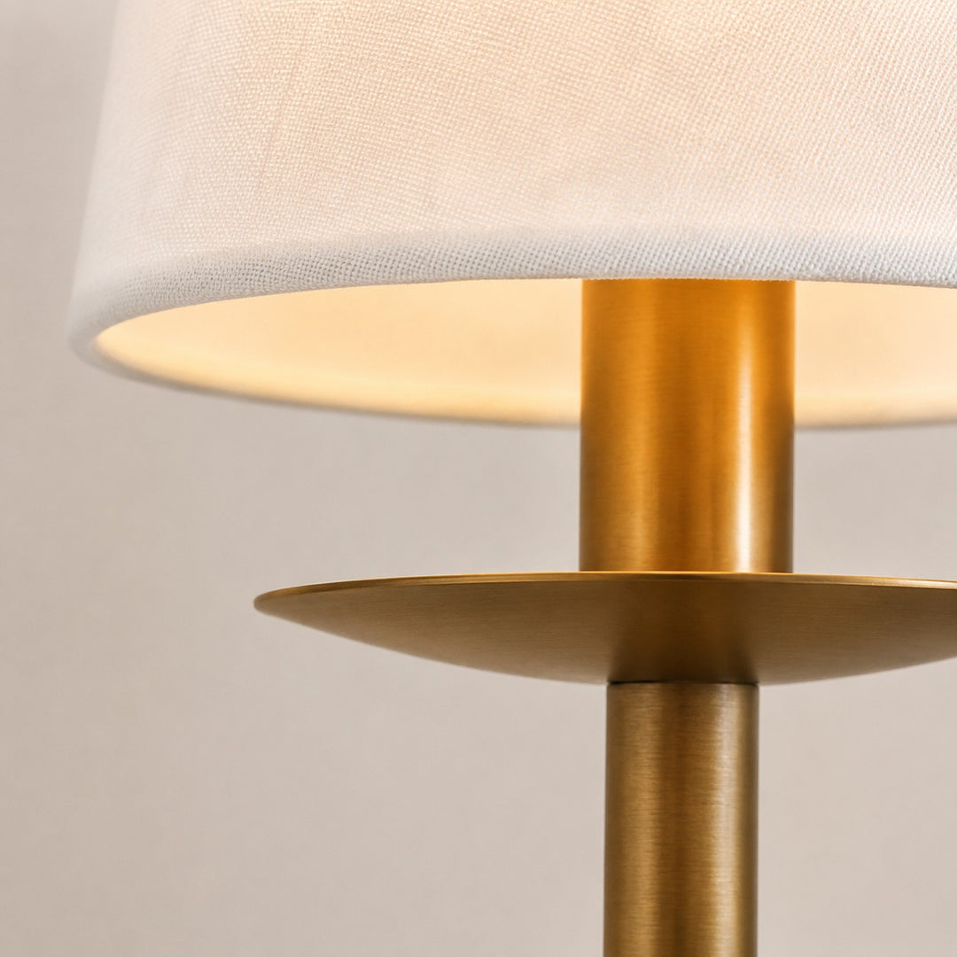 Rowan Classic Leinen Wandlampe - Messing Licht mit Stoff-Trommelschirm