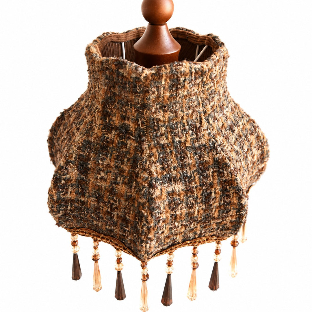 Lámpara colgante vintage de tela con flecos