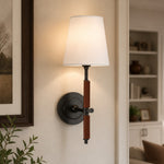 Cargar imagen en el visor de la Galería, matte black leather wall sconce in a warm interior