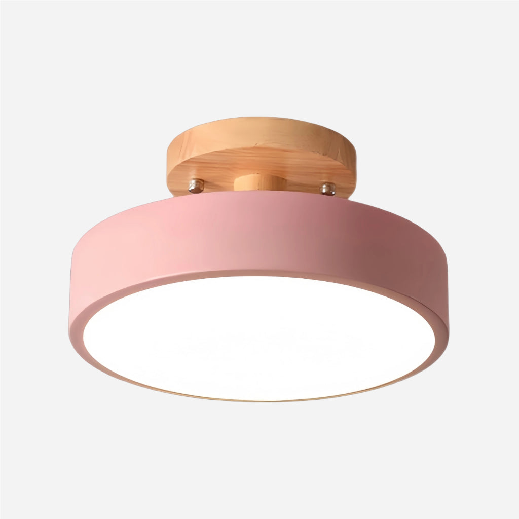 Lámpara de Techo Redonda Macaroq – Madera y Acrílico Modernos para Dormitorio