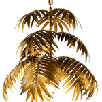 Cargar imagen en el visor de la Galería, Three layer gold palm leaf chandelier on a white background