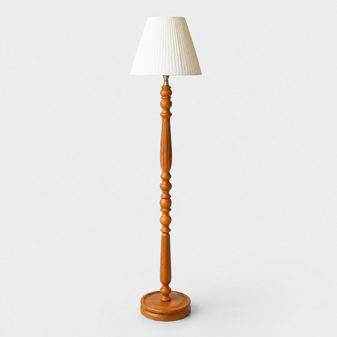 Vintage Solid Wood Floor Lamp with Optional Side Table