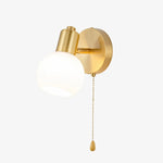 Load image into Gallery viewer, Gold brass single-light wall sconce with pull chain