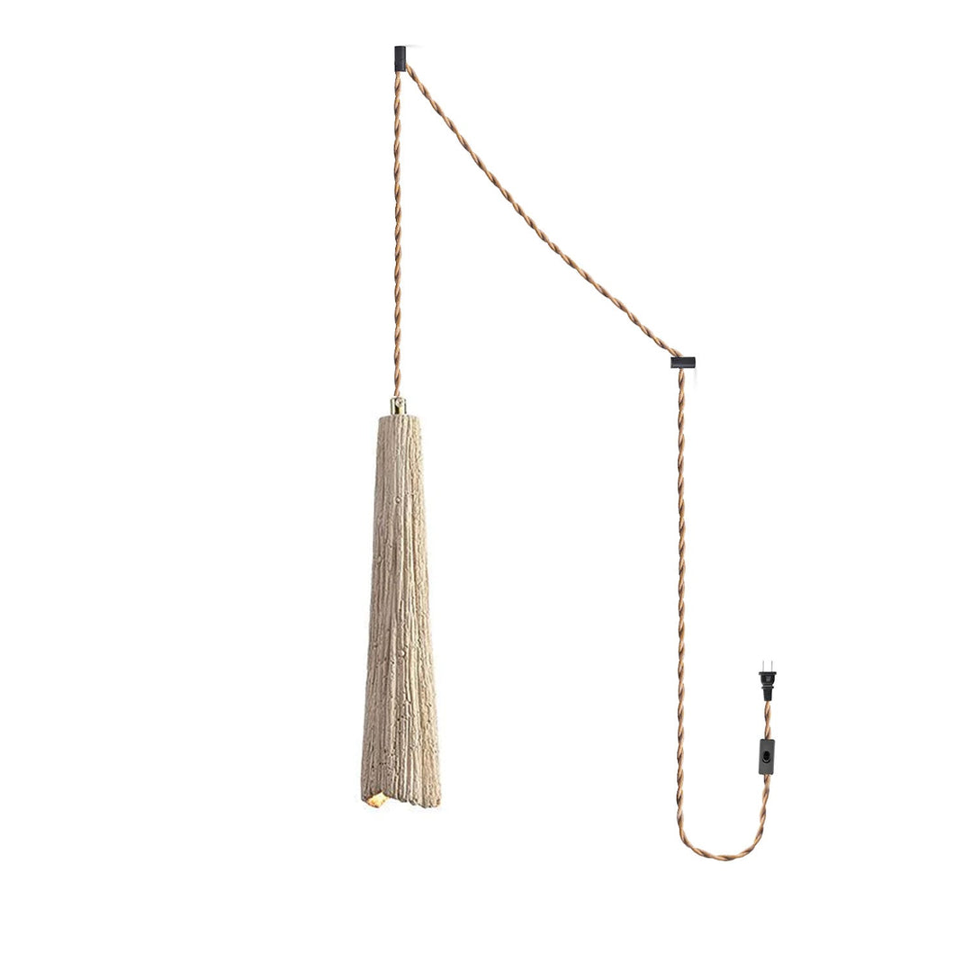 Textured Cement Gold Plug-In Swag Pendant