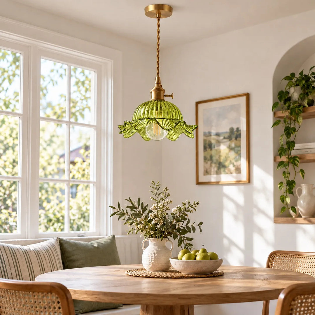 Vintage Wavy-Edge Glass Pendant Lamp