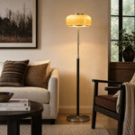 Bild in Gallery-Viewer laden, Bauhaus Glass Floor Lamp with Wood and Chrome Frame