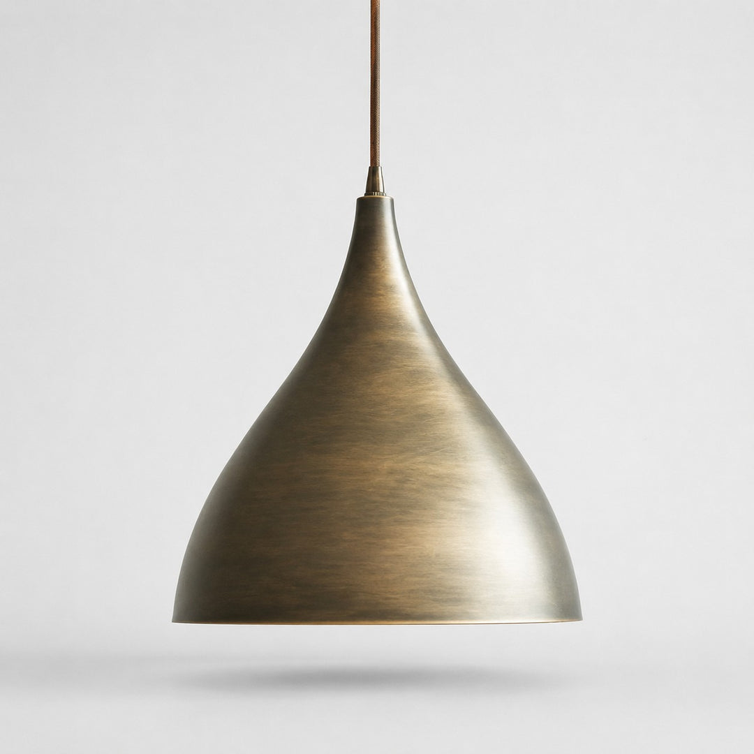Aged brass large A shade pendant light