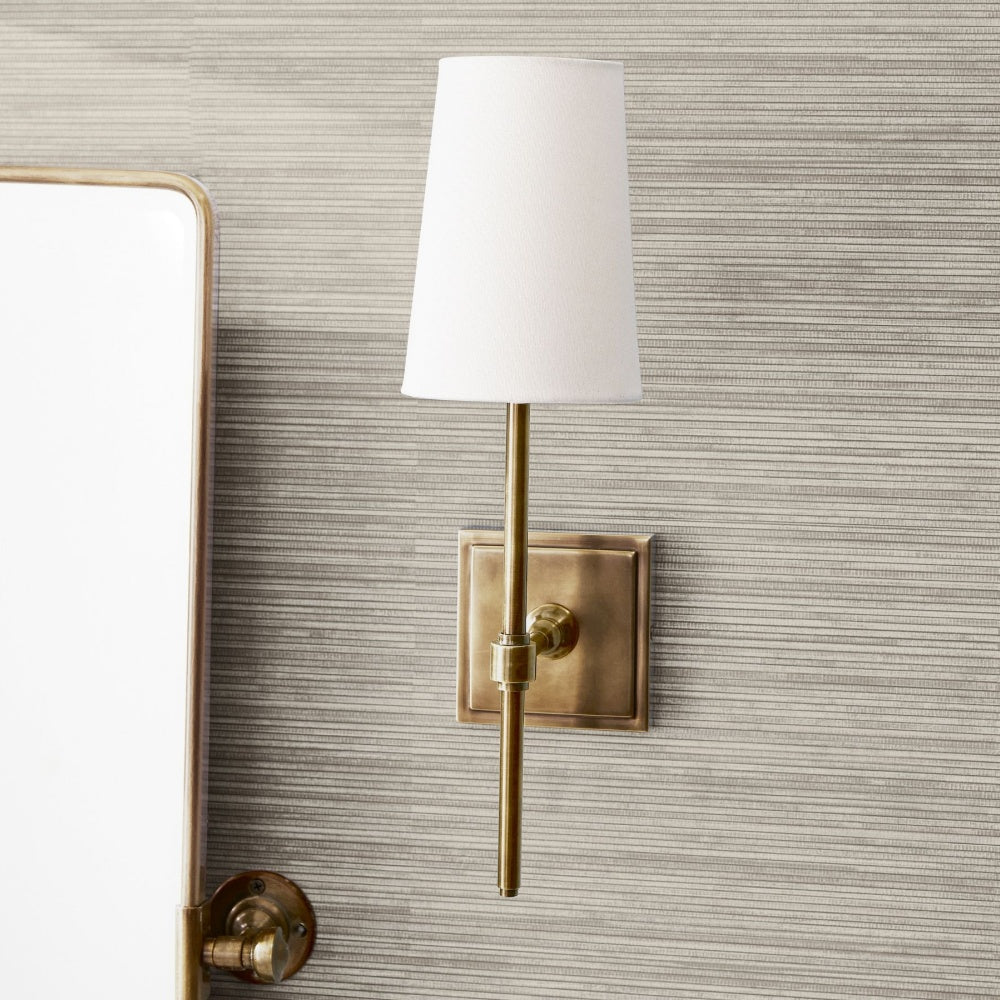 Lámpara de pared Rowan con pantalla de lino blanco elegante – Lámpara de pared retro de metal para dormitorio y pasillo