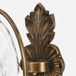 Load image into Gallery viewer, Close view of sculpted antique brass leaf backplate detail