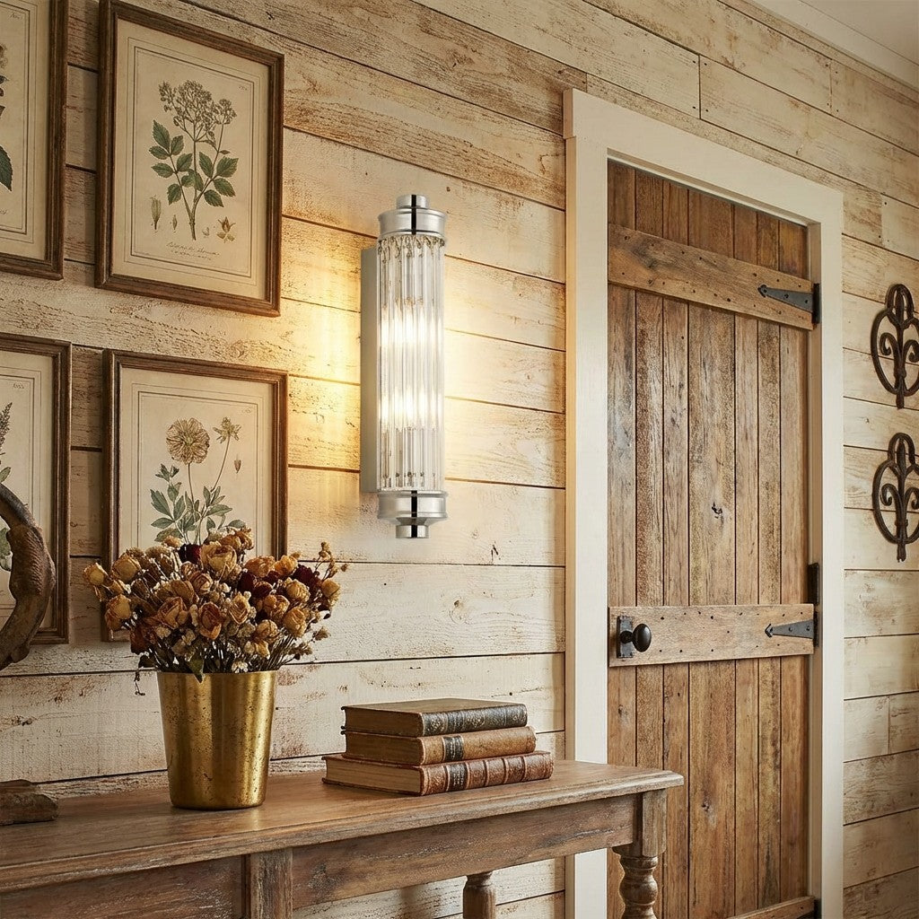 Bravira Gerippte Zylindrische Glas-Wandlampe – Moderne Nordische Wandleuchte für Flur und Wohnraum U03