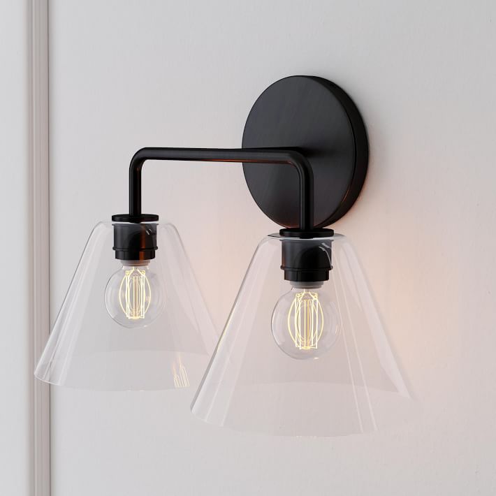 Aplique de pared Conica Cone: iluminación moderna de vidrio de 1, 2 y 3 luces