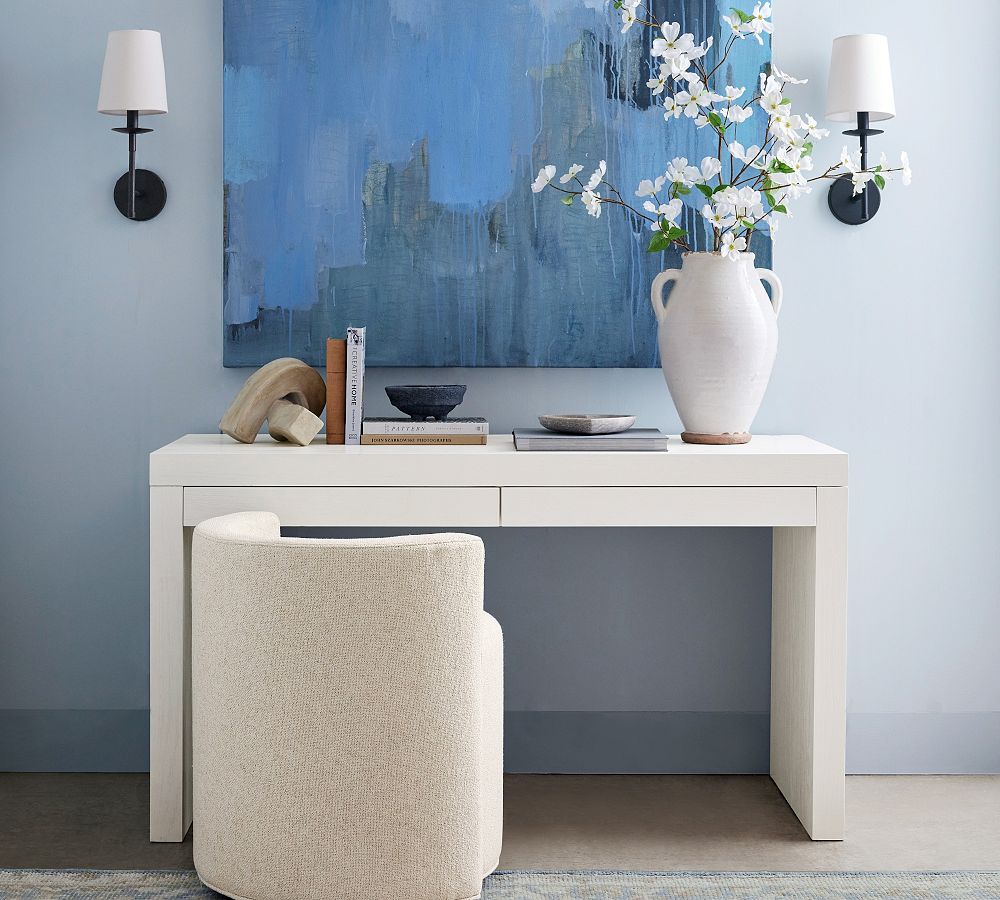 Aplique de pared Rowan Classic Linen - Lámpara de latón con pantalla de tela